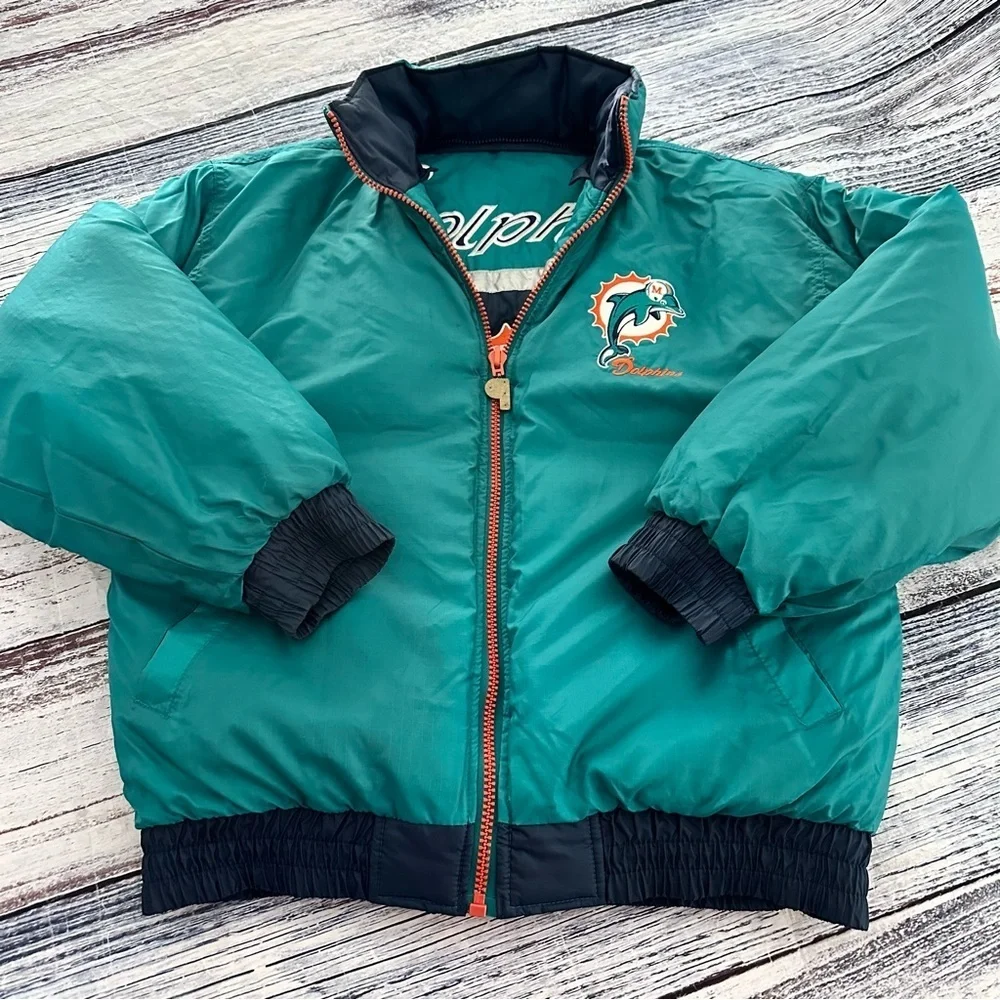 Vintage NFL Dolphins “Pro Player” 90’s Puffer Team Reversible Jacket​​